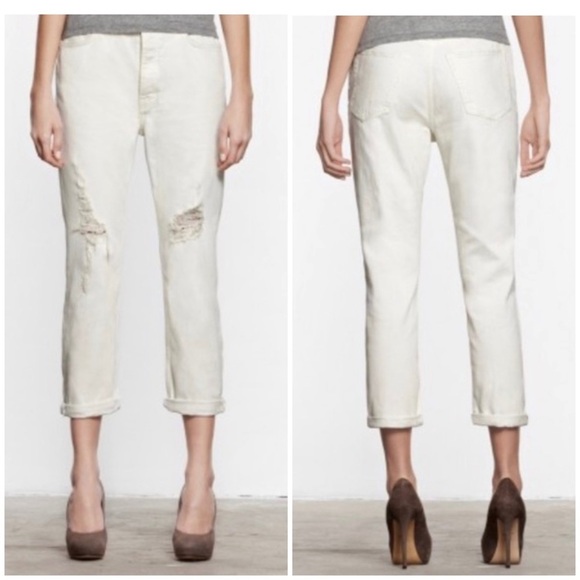ALL Saints Hayden Boys Fit Distressed Boyfriend Jeans in White - Picture 10 of 10